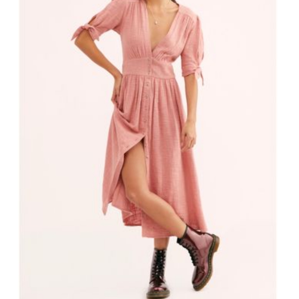 NWT Free People Love Of My Life Midi Dress Pink M